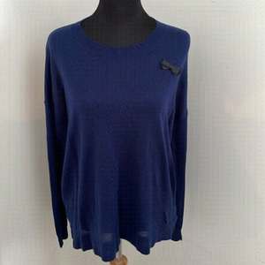 𝅺G-STAR navy blue light weight sweater bow detail logo long sleeve top sz Xs